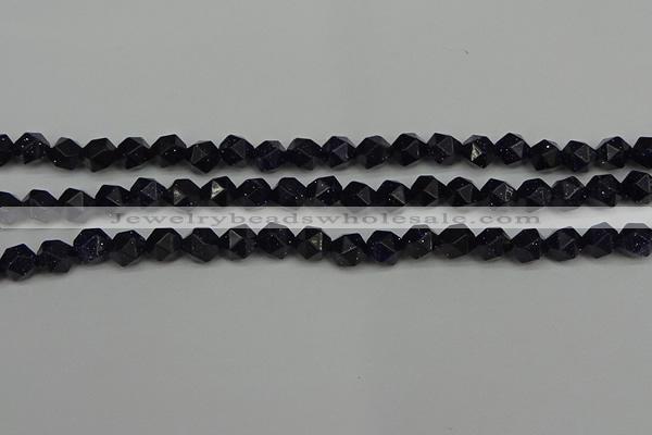 CNG7406 15.5 inches 8mm faceted nuggets blue goldstone beads