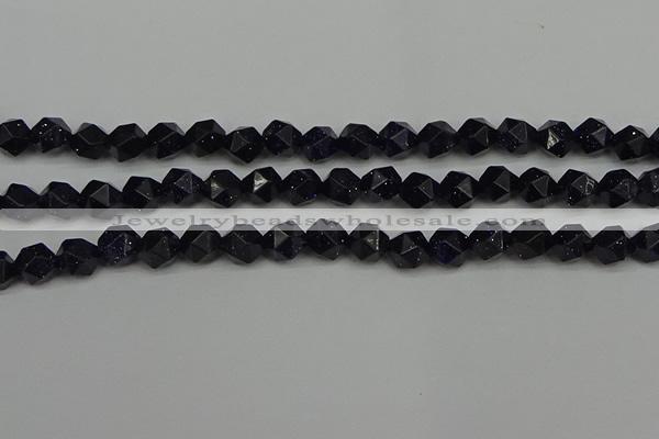 CNG7407 15.5 inches 10mm faceted nuggets blue goldstone beads