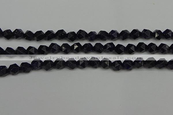 CNG7408 15.5 inches 12mm faceted nuggets blue goldstone beads