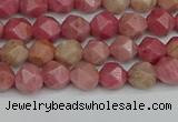 CNG7420 15.5 inches 6mm faceted nuggets rhodochrosite beads