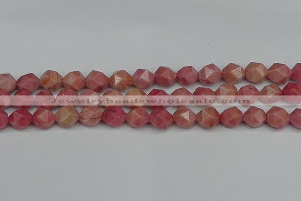 CNG7422 15.5 inches 10mm faceted nuggets rhodochrosite beads