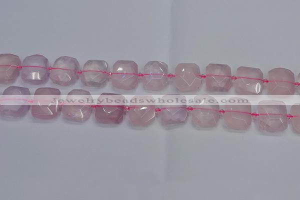 CNG7471 15.5 inches 18*25mm - 20*28mm faceted freeform rose quartz beads