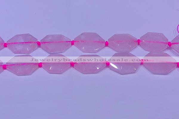 CNG7510 15.5 inches 25*35mm - 30*40mm faceted freeform rose quartz beads