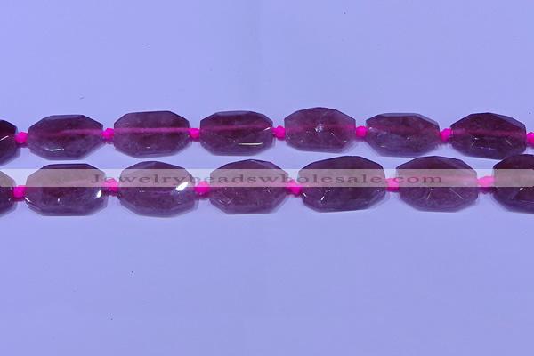 CNG7522 18*25mm - 25*35mm faceted freeform strawberry quartz beads