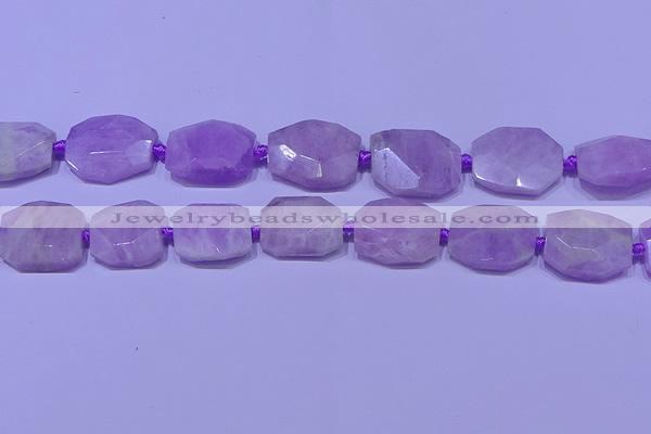 CNG7523 15.5 inches 18*25mm - 25*35mm faceted freeform kunzite beads