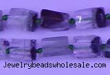 CNG7650 15.5 inches 5*7mm - 8*10mm nuggets green phantom quartz beads