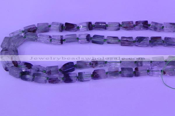 CNG7650 15.5 inches 5*7mm - 8*10mm nuggets green phantom quartz beads