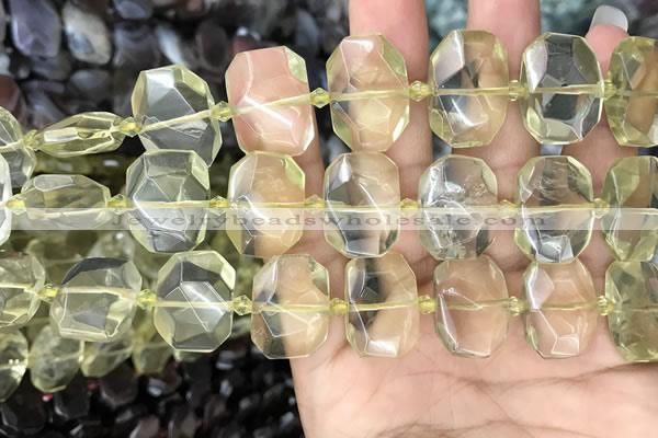 CNG7752 13*18mm - 15*25mm faceted freeform lemon quartz beads