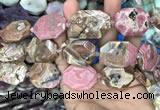 CNG7838 22*30mm - 25*35mm faceted freeform rhodochrosite beads