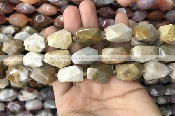 CNG7843 12*16mm - 15*25mm faceted nuggets fossil coral beads