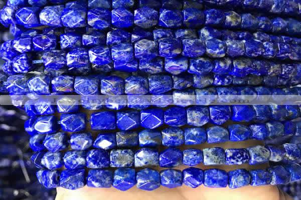 CNG7845 15.5 inches 6*8mm faceted nuggets lapis lazuli beads