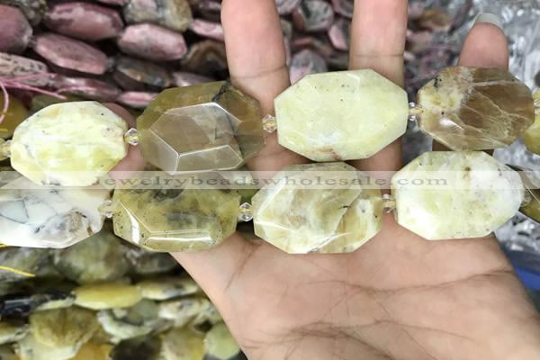 CNG7910 22*30mm - 25*35mm faceted freeform yellow opal beads