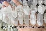 CNG7940 15*30mm - 17*30mm faceted nuggets white crystal beads