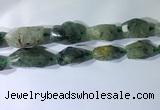 CNG7954 15.5 inches 15*25mm - 20*40mm nuggets green rutilated quartz beads