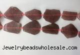 CNG7979 25*30mm - 35*45mm freeform strawberry quartz slab beads