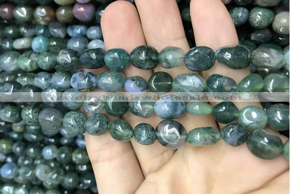 CNG8039 15.5 inches 8*10mm nuggets moss agate beads wholesale