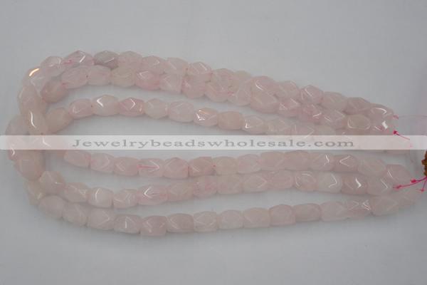 CNG815 15.5 inches 8*12mm faceted nuggets rose quartz beads