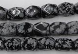 CNG820 15.5 inches 9*12mm faceted nuggets snowflake obsidian beads