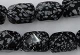 CNG834 15.5 inches 13*18mm faceted nuggets snowflake obsidian beads