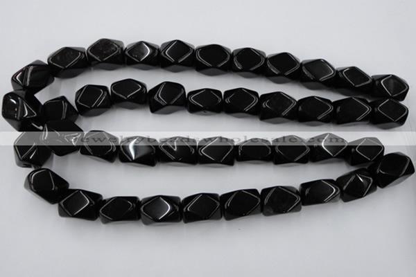 CNG836 15.5 inches 13*18mm faceted nuggets black obsidian beads