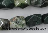 CNG845 15.5 inches 13*18mm faceted nuggets moss agate beads