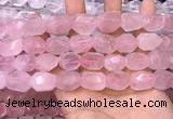 CNG8580 13*18mm - 15*20mm faceted nuggets rose quartz beads