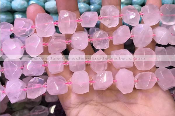 CNG8590 12*16mm - 13*18mm faceted nuggets rose quartz beads