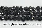 CNG8624 10*13mm - 12*16mm faceted freeform black agate beads