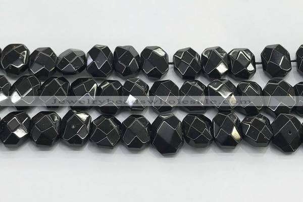 CNG8624 10*13mm - 12*16mm faceted freeform black agate beads