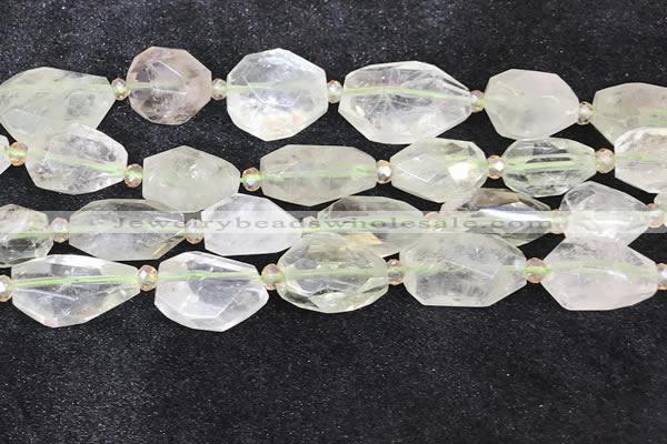 CNG8686 16*23mm - 25*30mm faceted freeform green quartz beads