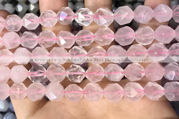 CNG8692 15.5 inches 10mm faceted nuggets rose quartz beads