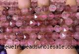 CNG8696 15.5 inches 8mm faceted nuggets strawberry quartz beads