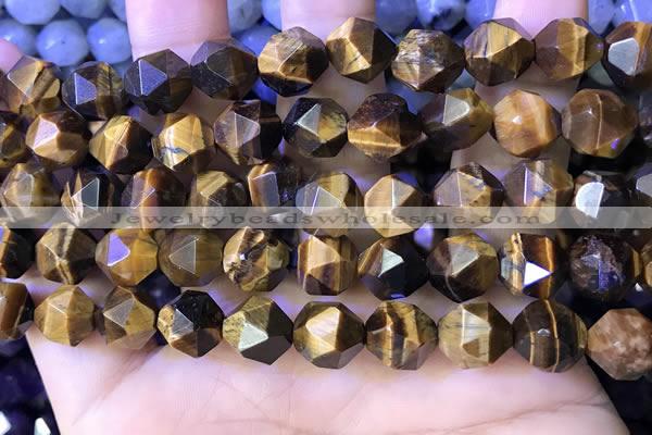 CNG8727 15.5 inches 12mm faceted nuggets yellow tiger eye beads