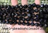 CNG8737 15.5 inches 8mm faceted nuggets black agate beads