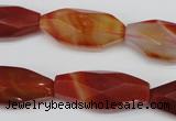 CNG880 15.5 inches 14*30mm faceted rice red agate nugget beads