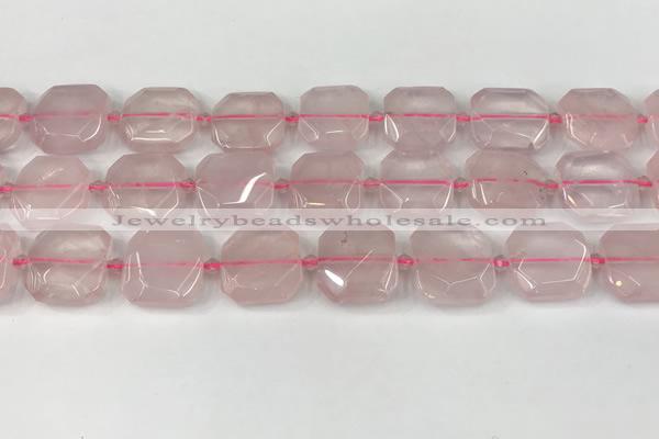 CNG8802 15.5 inches 16mm - 20mm faceted freeform rose quartz beads