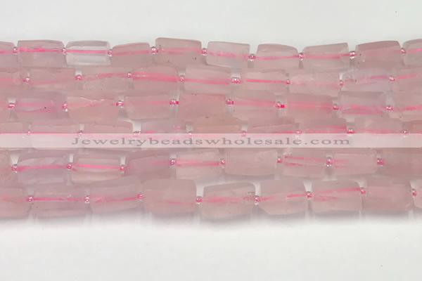 CNG8846 15.5 inches 8*12mm - 10*16mm nuggets matte rose quartz beads