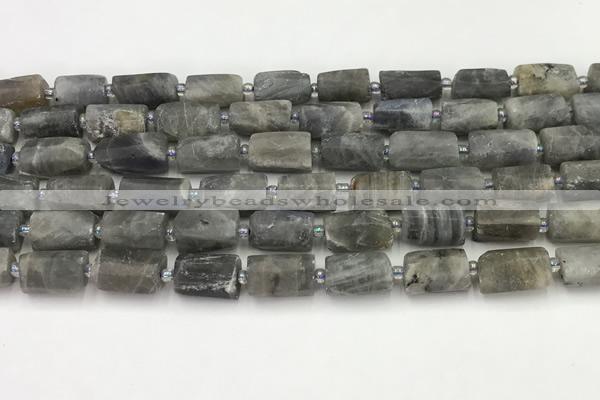 CNG8862 15.5 inches 8*12mm - 10*16mm nuggets matte labradorite beads