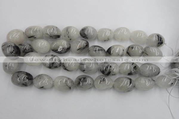 CNG887 15.5 inches 18*25mm nuggets black rutilated quartz beads