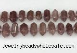 CNG8900 10*25mm - 14*30mm faceted nuggets strawberry quartz beads