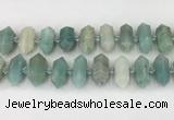 CNG8902 10*25mm - 14*30mm faceted nuggets amazonite beads