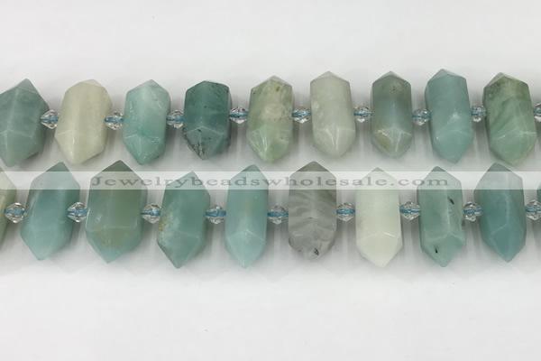 CNG8902 10*25mm - 14*30mm faceted nuggets amazonite beads