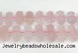 CNG8910 10*25mm - 15*30mm faceted nuggets rose quartz beads