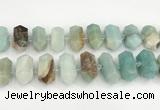 CNG8914 15.5 inches 10*25mm - 15*30mm faceted nuggets amazonite beads