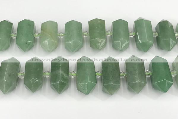 CNG8915 10*25mm - 15*30mm faceted nuggets green aventurine beads