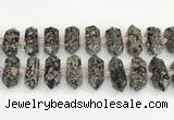 CNG8920 10*25mm - 15*30mm faceted nuggets red snowflake obsidian beads