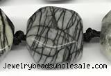 CNG8935 16*17mm - 18*19mm faceted freeform black water jasper beads