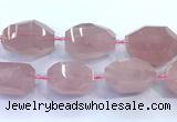 CNG8977 15 inches 25*35mm - 30*40mm faceted nuggets rose quartz beads