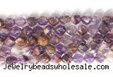 CNG9063 15.5 inches 10mm faceted nuggets purple phantom quartz beads