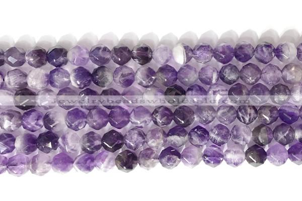 CNG9076 15.5 inches 8mm faceted nuggets dogtooth amethyst gemstone beads